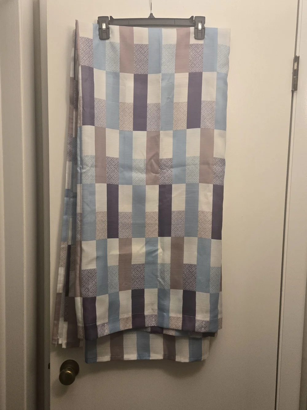 Block Pattern Fabric Shower Curtain